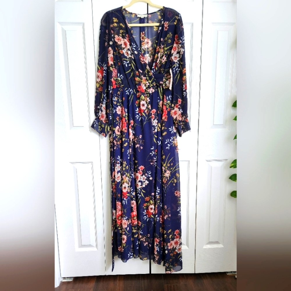 Indigo Rose XL Blue Floral Dress NWT